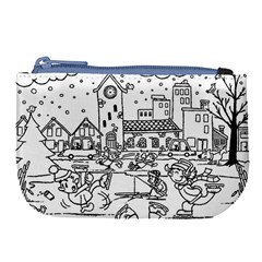 Colouring Page Winter City Skating Large Coin Purse by Hannah976