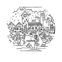 Colouring Page Winter City Skating Mini Round Pill Box (pack Of 3)