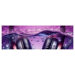 Headphones Sound Audio Music Radio Banner And Sign 12  X 4  by Hannah976