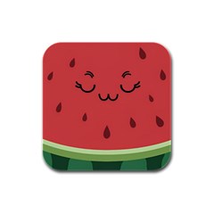 Watermelon Lock Love Rubber Square Coaster (4 Pack)