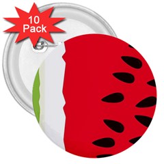 Watermelon Black Green Melon Red 3  Buttons (10 pack) 