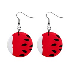 Watermelon Black Green Melon Red Mini Button Earrings