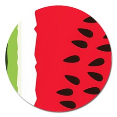 Watermelon Black Green Melon Red Magnet 5  (round)