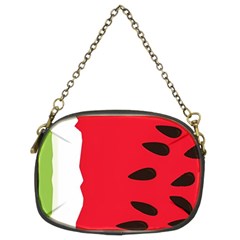 Watermelon Black Green Melon Red Chain Purse (two Sides)