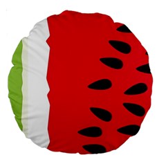 Watermelon Black Green Melon Red Large 18  Premium Round Cushions