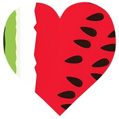 Watermelon Black Green Melon Red Wooden Puzzle Heart