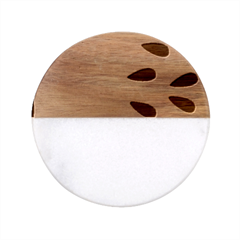 Watermelon Black Green Melon Red Classic Marble Wood Coaster (Round) 