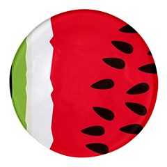 Watermelon Black Green Melon Red Round Glass Fridge Magnet (4 pack)