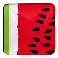 Watermelon Black Green Melon Red Square Glass Fridge Magnet (4 pack)