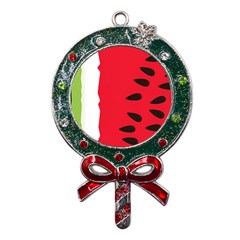 Watermelon Black Green Melon Red Metal X Mas Lollipop with Crystal Ornament