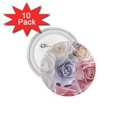 Pastel Rose Flower Blue Pink White 1 75  Buttons (10 Pack)