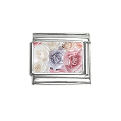 Pastel Rose Flower Blue Pink White Italian Charm (9mm) by Cemarart