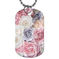 Pastel Rose Flower Blue Pink White Dog Tag (two Sides)