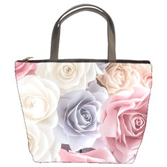 Pastel Rose Flower Blue Pink White Bucket Bag