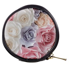 Pastel Rose Flower Blue Pink White Mini Makeup Bag