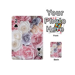 Pastel Rose Flower Blue Pink White Playing Cards 54 Designs (mini)