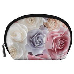 Pastel Rose Flower Blue Pink White Accessory Pouch (large)