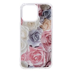 Pastel Rose Flower Blue Pink White Iphone 14 Pro Max Tpu Uv Print Case by Cemarart