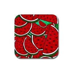 Summer Watermelon Fruit Rubber Coaster (square)