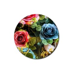 Flower Roses Rubber Coaster (round)