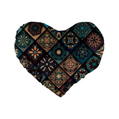 Flower Texture Background Colorful Pattern Standard 16  Premium Heart Shape Cushions