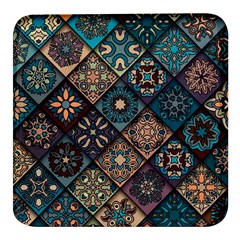 Flower Texture Background Colorful Pattern Square Glass Fridge Magnet (4 Pack) by Cemarart