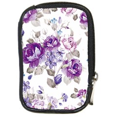 Flower-floral-design-paper-pattern-purple-watercolor-flowers-vector-material-90d2d381fc90ea7e9bf8355 Compact Camera Leather Case by saad11