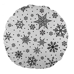 Snowflake-icon-vector-christmas-seamless-background-531ed32d02319f9f1bce1dc6587194eb Large 18  Premium Round Cushions by saad11