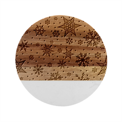 Snowflake-icon-vector-christmas-seamless-background-531ed32d02319f9f1bce1dc6587194eb Marble Wood Coaster (round)