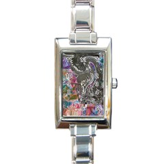 Wing on abstract delta Rectangle Italian Charm Watch