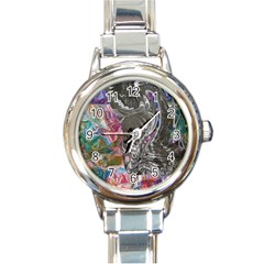 Wing on abstract delta Round Italian Charm Watch