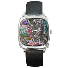 Wing on abstract delta Square Metal Watch