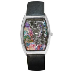 Wing on abstract delta Barrel Style Metal Watch