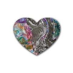 Wing on abstract delta Rubber Heart Coaster (4 pack)