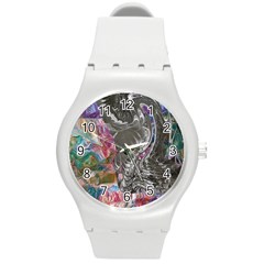 Wing on abstract delta Round Plastic Sport Watch (M)