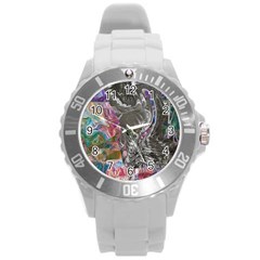 Wing on abstract delta Round Plastic Sport Watch (L)