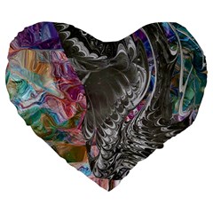 Wing on abstract delta Large 19  Premium Heart Shape Cushions