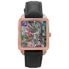 Wing on abstract delta Rose Gold Leather Watch 