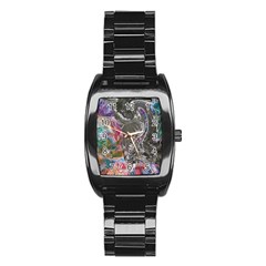 Wing On Abstract Delta Stainless Steel Barrel Watch by kaleidomarblingart