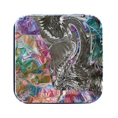 Wing on abstract delta Square Metal Box (Black)