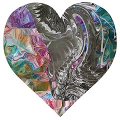 Wing on abstract delta Wooden Puzzle Heart