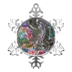 Wing on abstract delta Metal Small Snowflake Ornament