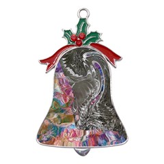 Wing on abstract delta Metal Holly Leaf Bell Ornament