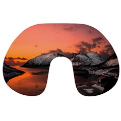 Surreal Mountain Landscape Lake Travel Neck Pillow