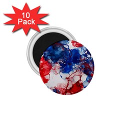 Red White And Blue Alcohol Ink American Patriotic  Flag Colors Alcohol Ink 1 75  Magnets (10 Pack)  by PodArtist