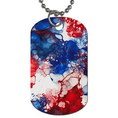 Red White And Blue Alcohol Ink American Patriotic  Flag Colors Alcohol Ink Dog Tag (two Sides) by PodArtist