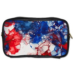 Red White And Blue Alcohol Ink American Patriotic  Flag Colors Alcohol Ink Toiletries Bag (two Sides) by PodArtist