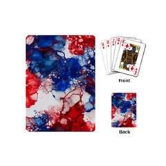 Red White And Blue Alcohol Ink American Patriotic  Flag Colors Alcohol Ink Playing Cards Single Design (mini) by PodArtist