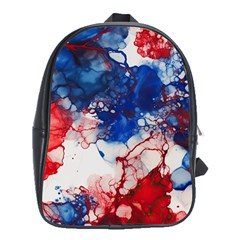 Red White And Blue Alcohol Ink American Patriotic  Flag Colors Alcohol Ink School Bag (xl) by PodArtist