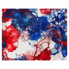 Red White And Blue Alcohol Ink American Patriotic  Flag Colors Alcohol Ink Two Sides Premium Plush Fleece Blanket (medium) by PodArtist